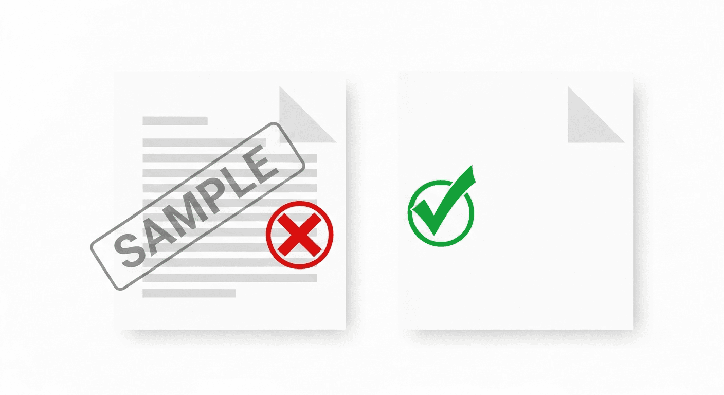 Side by side comparison of PDF output with and without watermark from different free tools