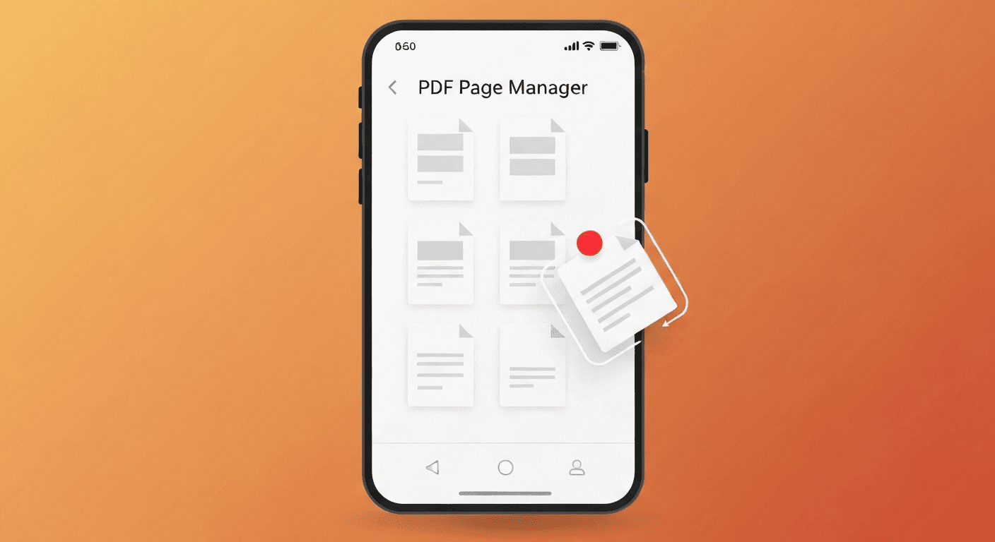 Smartphone screen showing PDF page manager with pages being deleted