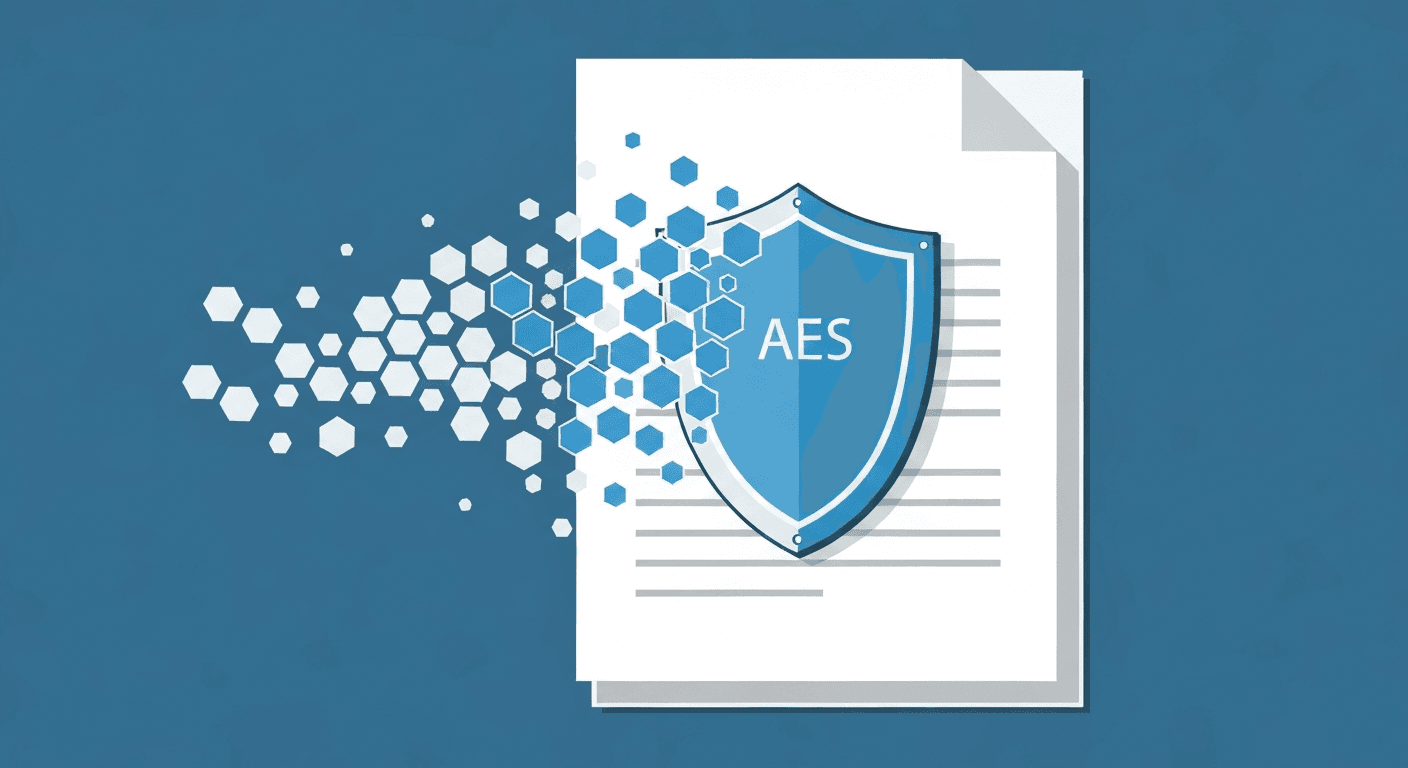 Diagram showing PDF AES encryption being removed from a document