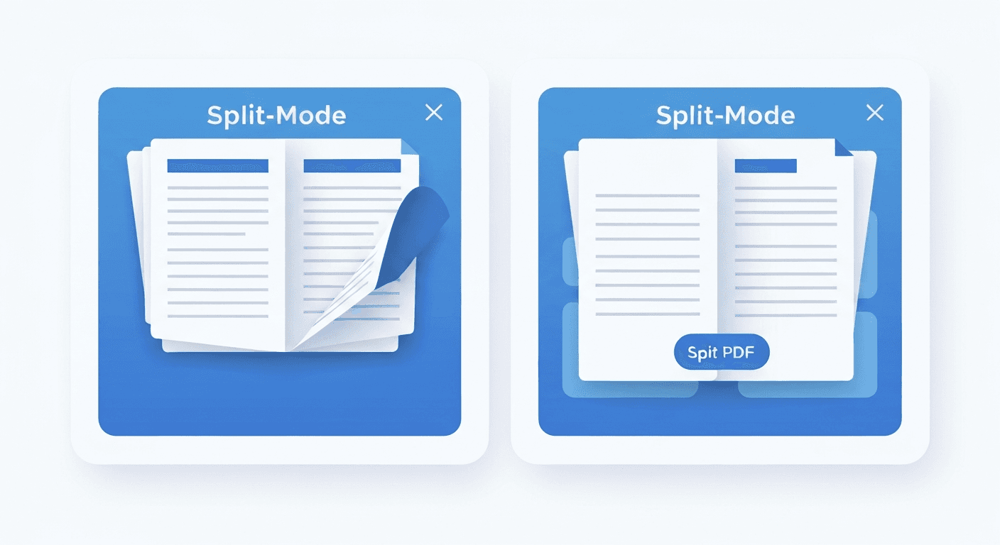 Diagram showing two PDF split modes: by page range and into individual pages