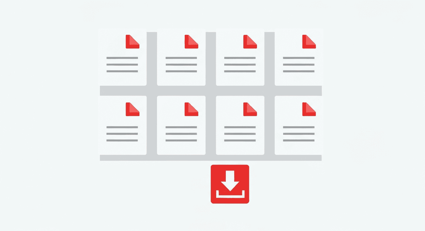 Multiple PDF file icons arranged after splitting from one source document