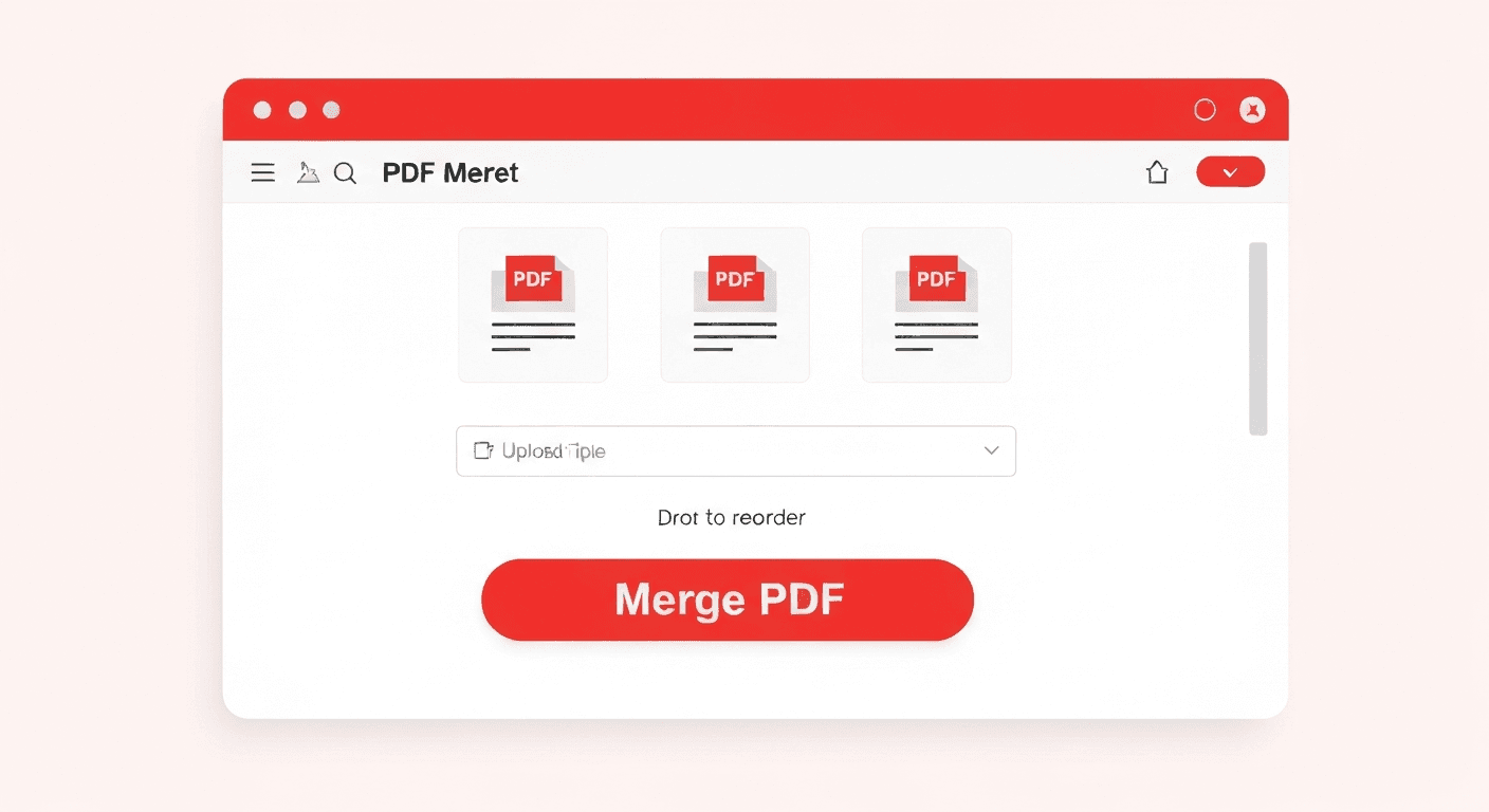 Web interface showing PDF merge tool with multiple files uploaded and ready to combine into one document