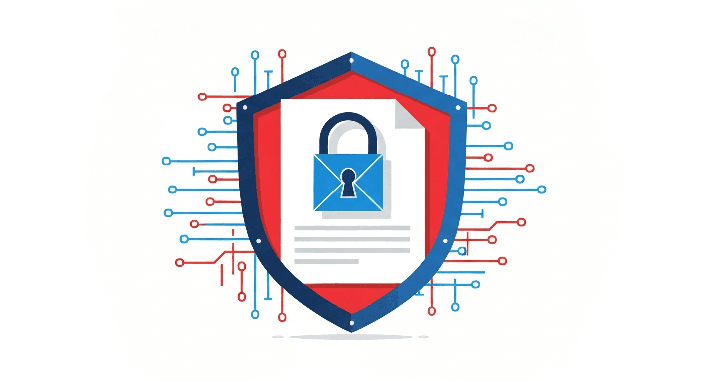 AES encryption shield surrounding a PDF document, representing 128-bit password protection