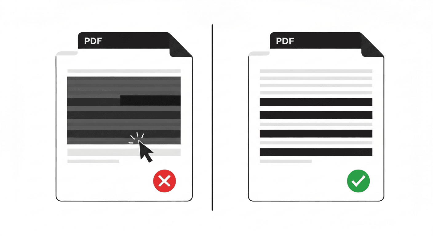 Comparison showing fake annotation redaction (unsafe) versus true permanent redaction