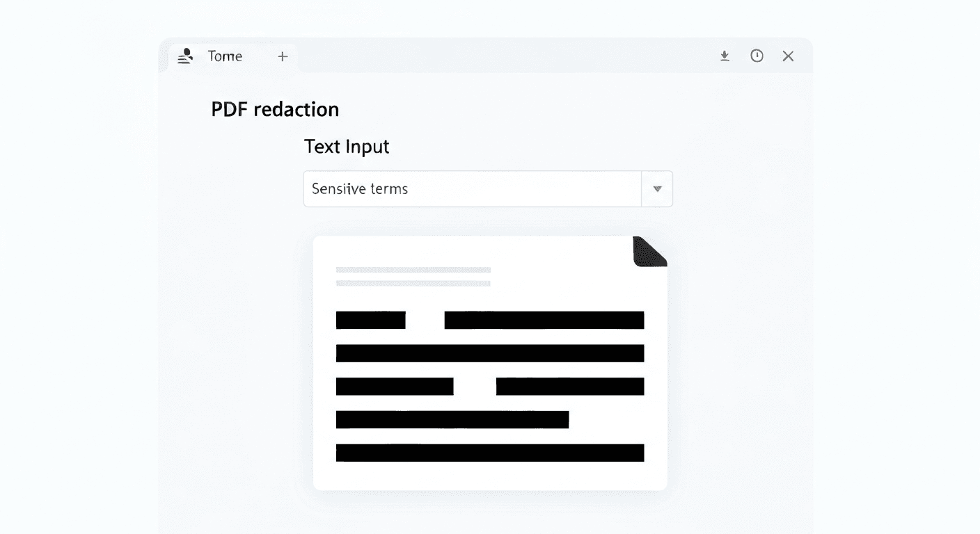 Free online PDF redaction tool showing text being permanently removed from a document